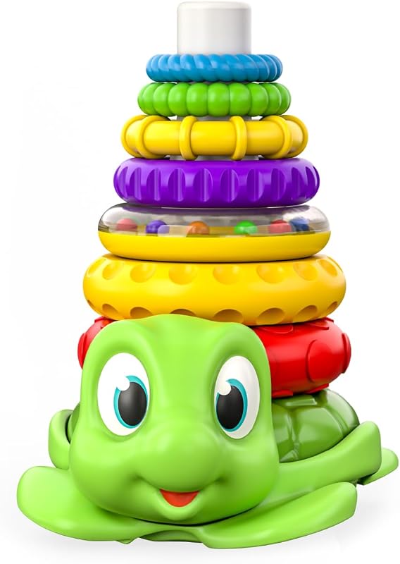 Stacking Toy, Includes 7 Unique Rings, Montessori Development, Baby Toy, Gift for 1 Year Old Boys & Girls, Ages 0-6+, 9, 10, 12, 18+ Months (Turtle Stacker)