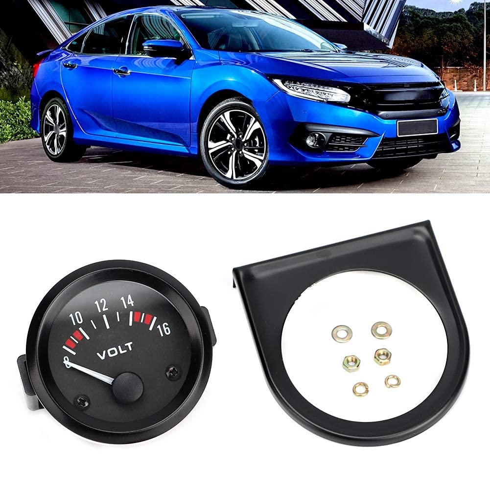 Voltmetro Barca - Misuratore di Tensione Universale in Lega di Alluminio Nero 12V 52Mm/2In per Auto, Tester 8-16V Bx100007