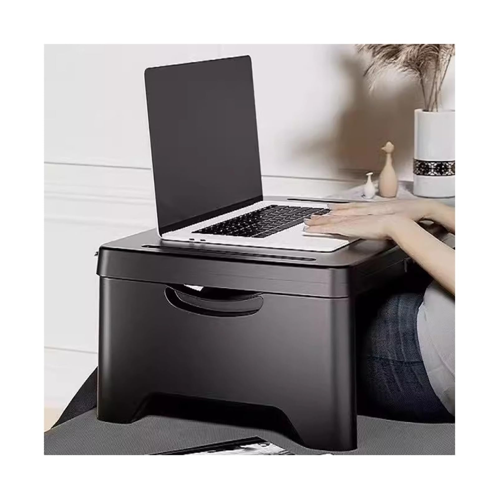Bureau mobile en bois massif pliable et réglable pour ordinateur avec roulettes