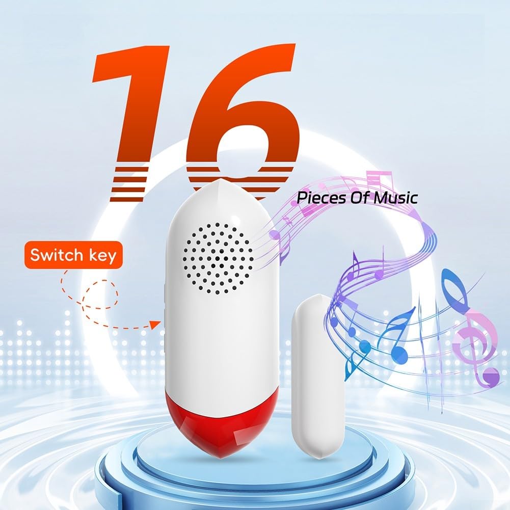 Capteur de porte WiFi avec alarme sonore, détection en temps réel, paramètres vocaux, contrôle du volume pour capteur de porte WiFi intelligent Tuya Smart WiFi alarme de sécurité télécommande (Tuya