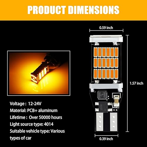 Miniatura 2 de 4 luces LED de marcha atrás para automóvil, T15 4014 45SMD, chipsets de luz de marcha atrás, luces traseras LED sin errores, luces de giro, para