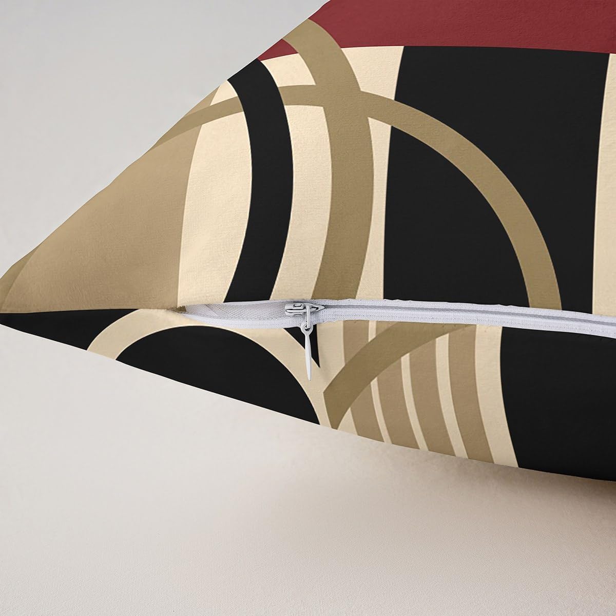 Feelyou Geometric Throw Pillow Covers 24"x24" Set of 2 Geometric Brown Black Red Pillow Cases Cushion Covers for Living Room Bedroom Stripe Line Decor Throw Pillowcases for Sofa Couch Chair