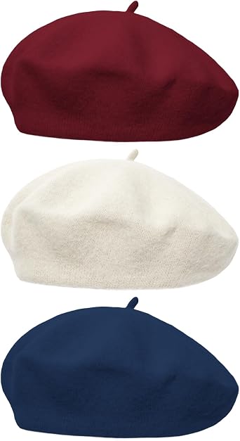 3 PCS Beret Hats Artist French Beret Cap Solid Color for Women Girls Winter
