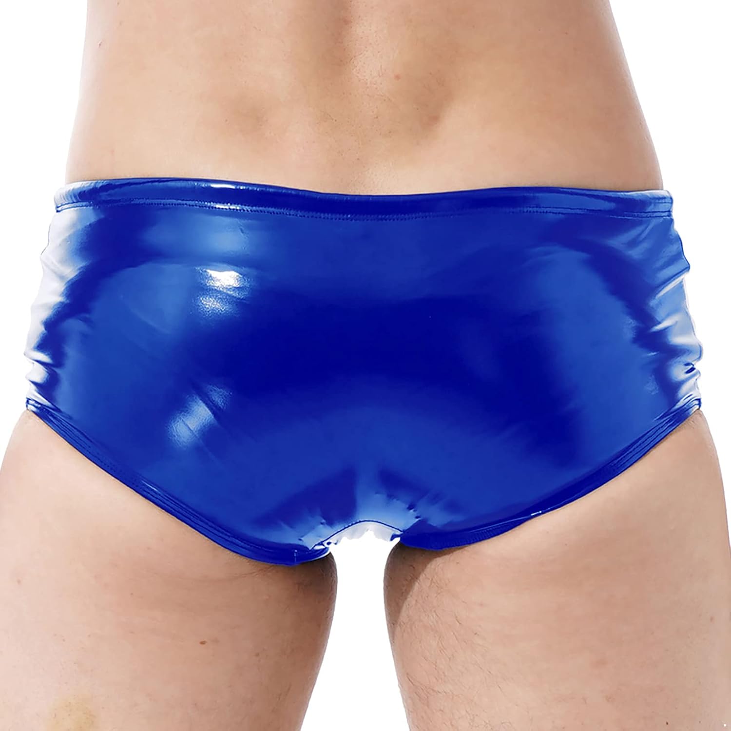Oyolan Men's Sexy Metallic Wetlook Leather Drawstring Boxer Shorts Briefs Swim Trunks Underwear