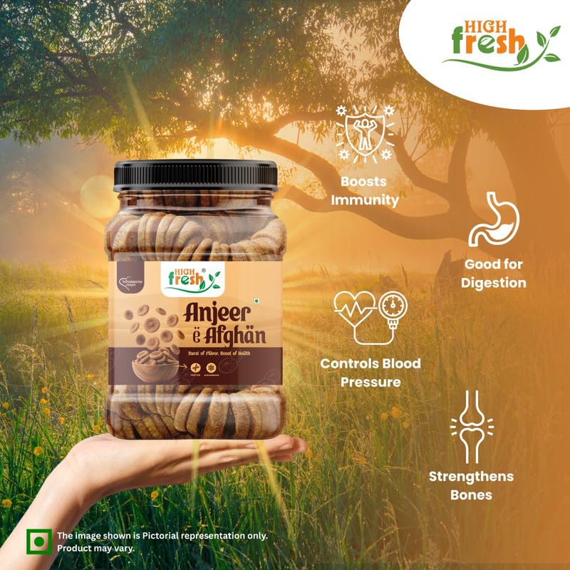 Image of HighFresh Premium Afghani Anjeer 1kg | Soft Juicy Dried Figs Dry Fruit | No Added Sugar, Rich Source Of Fiber | Low in Fat Healthy Snack Perfect for Gifting | Jar Pack Of 1