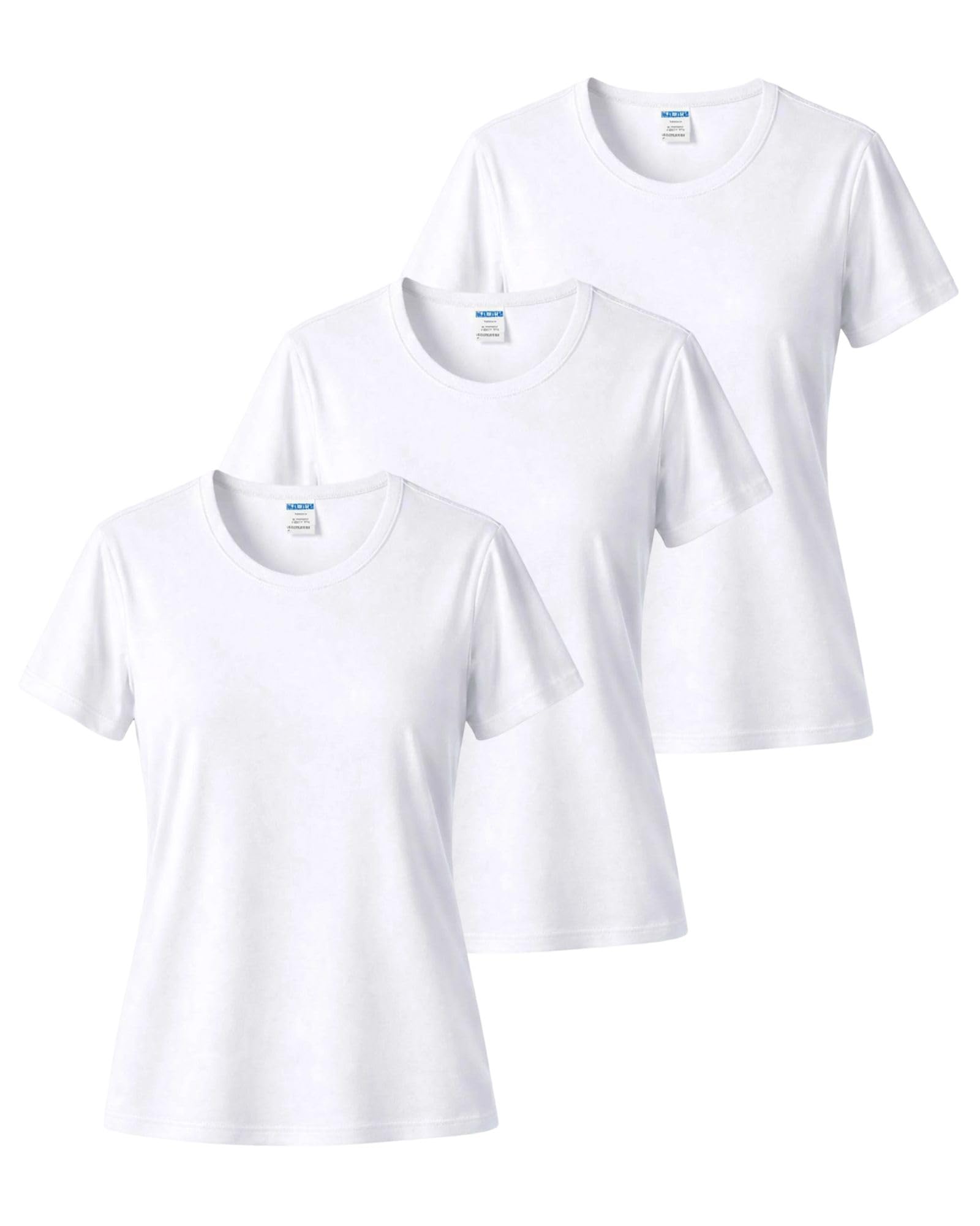 Paquete de 3 camisetas de entrenamiento para mujer con cuello redondo y secado rápido