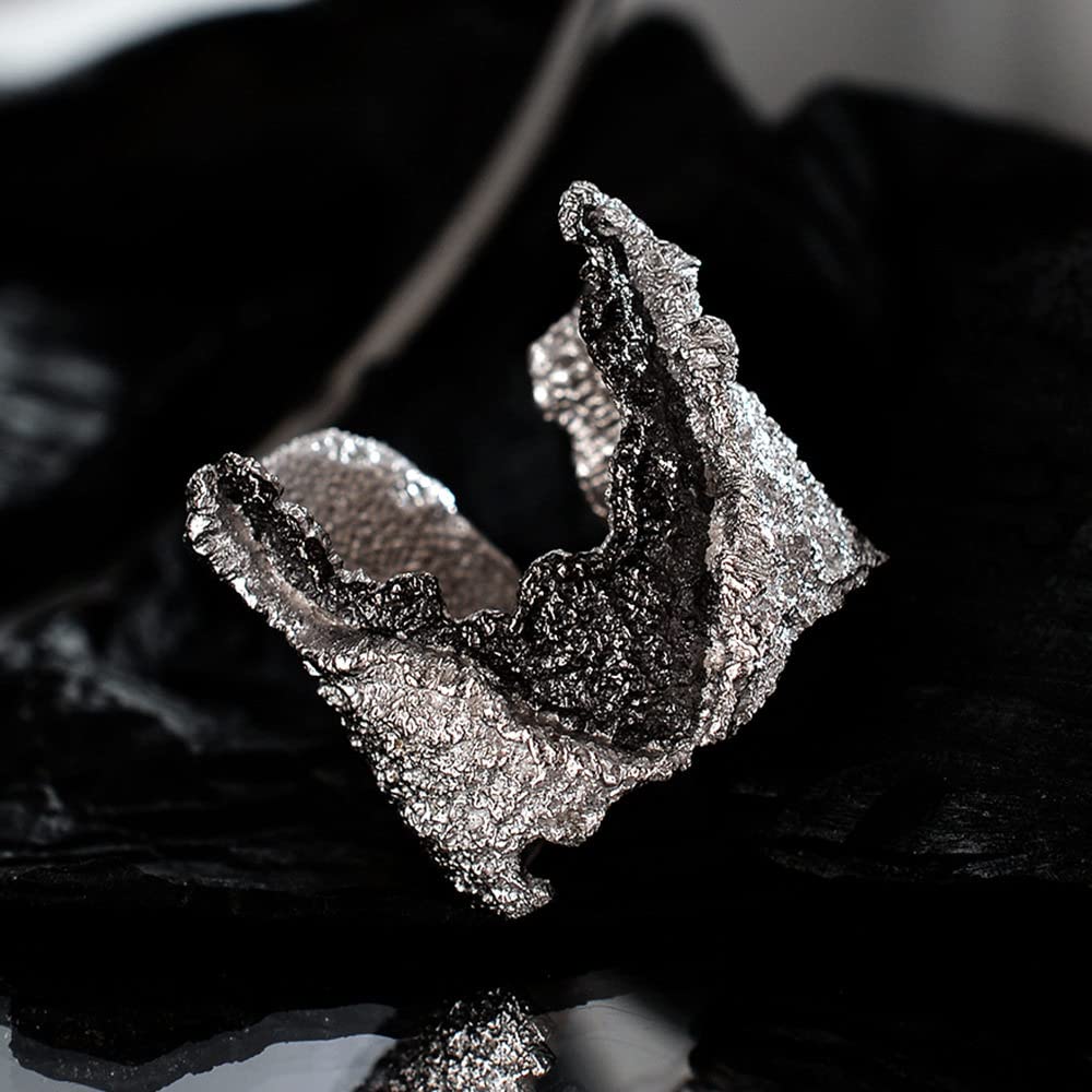 HGJH Anello in Argento Sterling 925,Anelli Regolabili per Donna Bicolore Grosso Argento Sterling 925 Esagerazione Punk Anelli di Eternità FEDI Nuziali Anelli di Promessa per Ragazze Signore