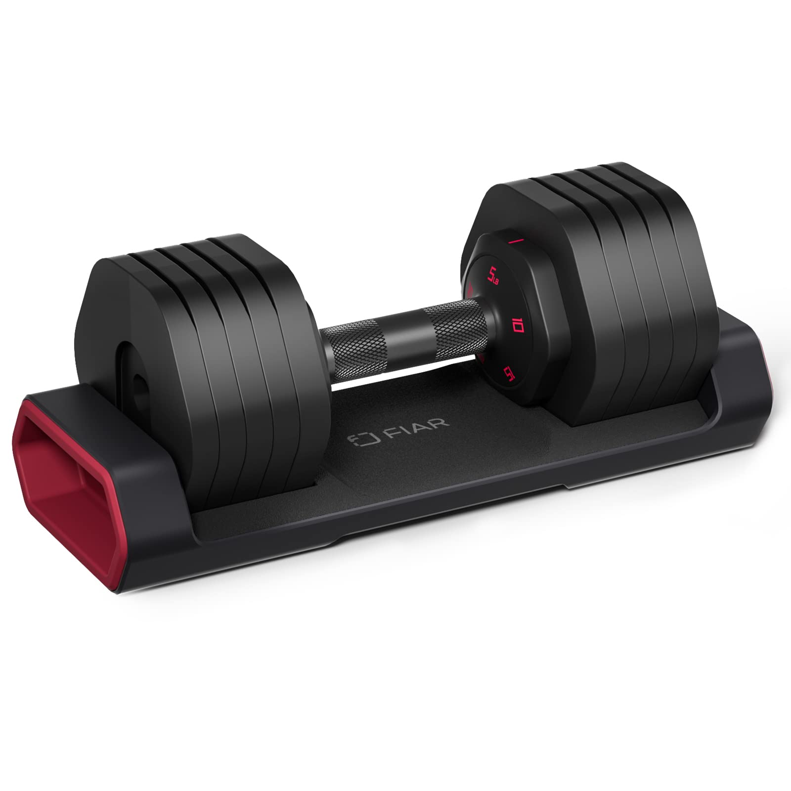 Fiar Adjustable Dumbbells-5-25lb Fast Adjust Weights Dumbbell with Anti-Slip Metal Handle, 5 in 1 Free Weights Dumbbell for Home Gym Full Body Workout Fitness Equipment Single