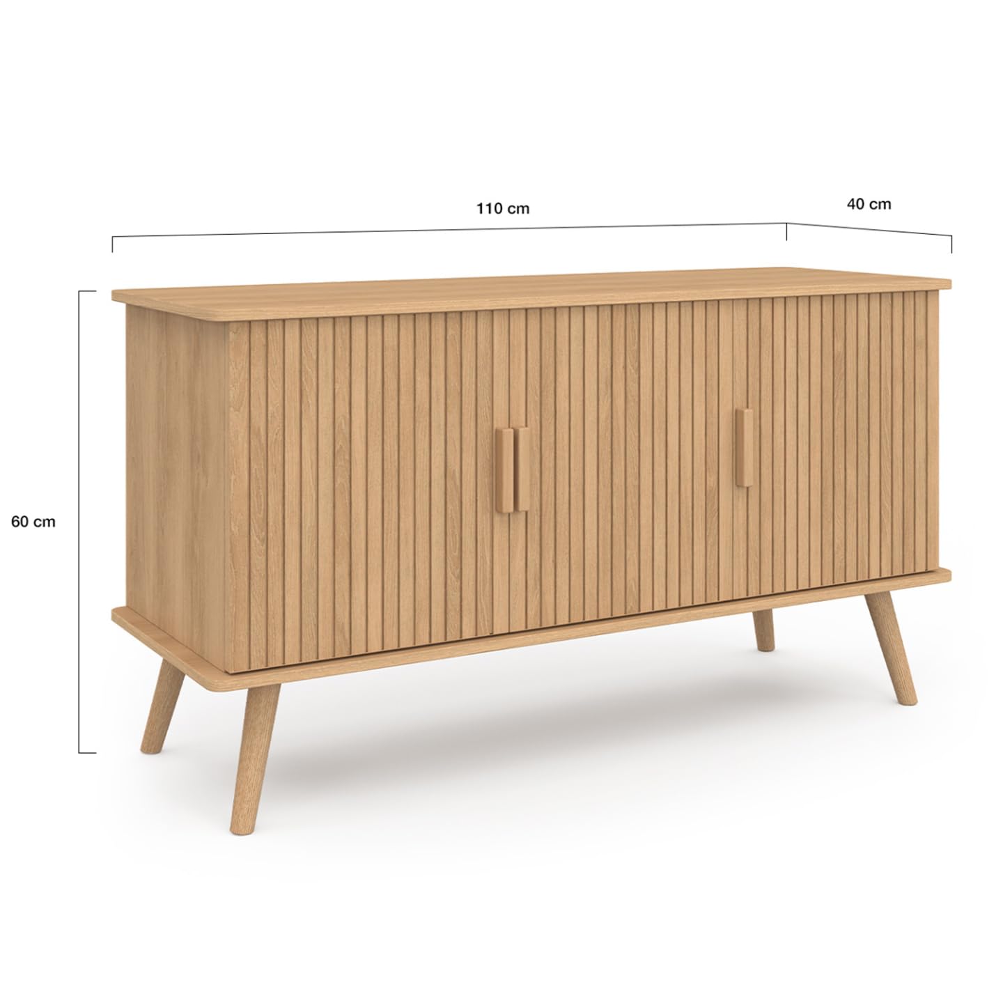 IDMarket - Buffet 110 cm Juliette, Lattes tasseau Bois Coloris chêne