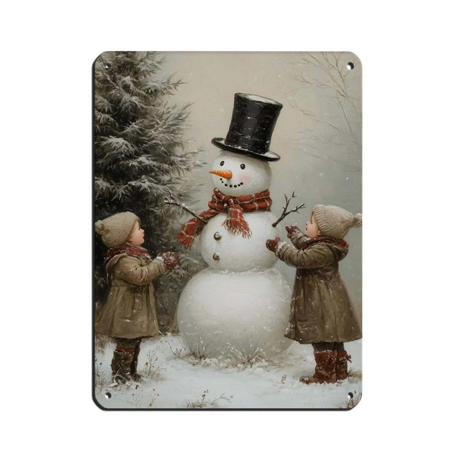 Vintage Snowman Decor, Farmhouse Rustic Winter Retro Poster Metal Tin Sign Chic Art Retro Iron Painting Bar People Cave Cafe Family Garage Poster Wall Decoration 12x16inch(30x40cm)