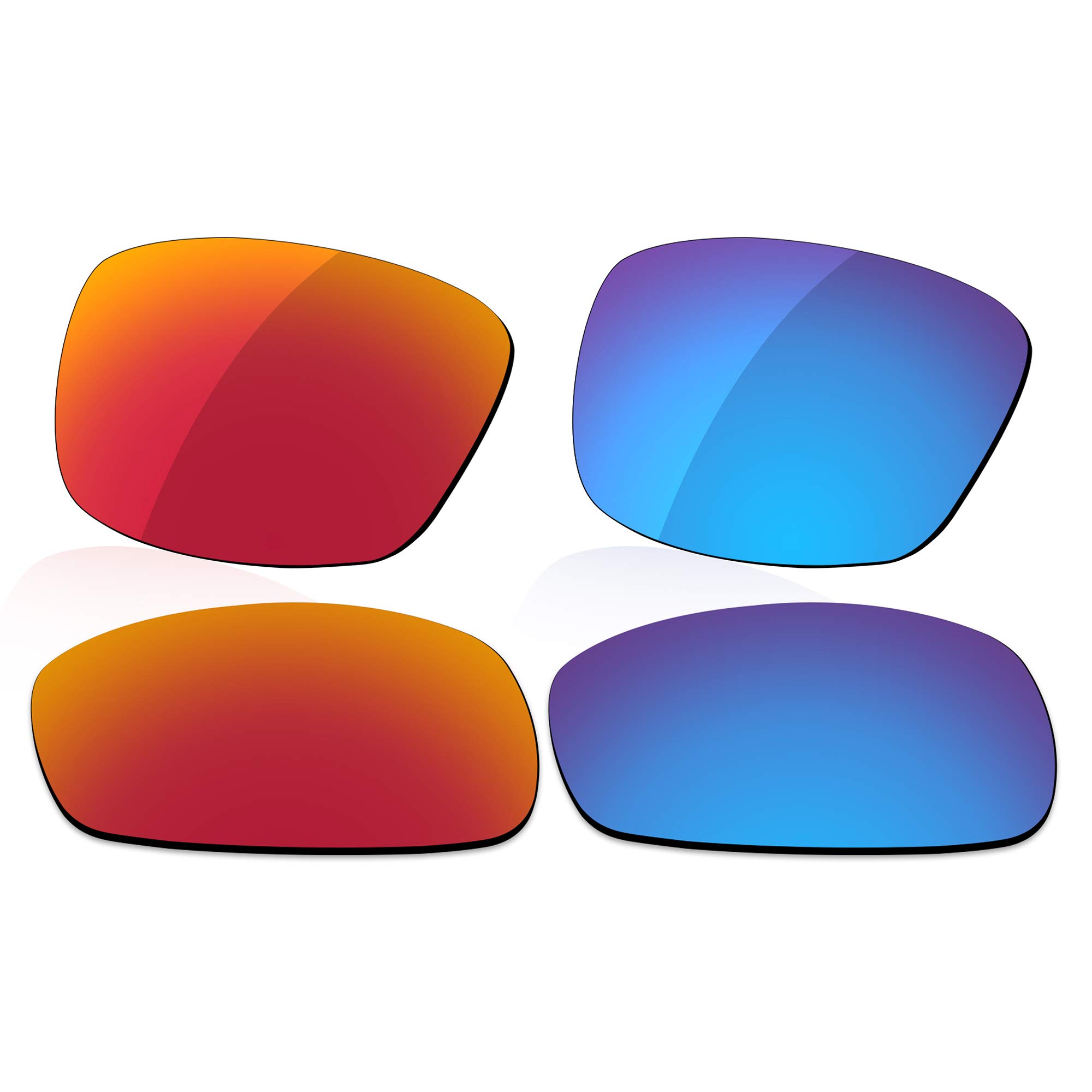 LenzReborn Polarized Lens Replacement for Oakley Crosshair 2.0 OO4044 Sunglass - Fire Red+Ice Blue