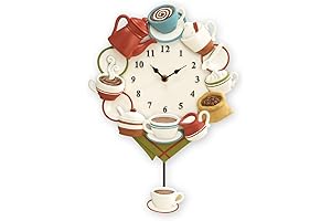 Reloj para cocina Collections Etc Taza de café y reloj de pared con péndulo