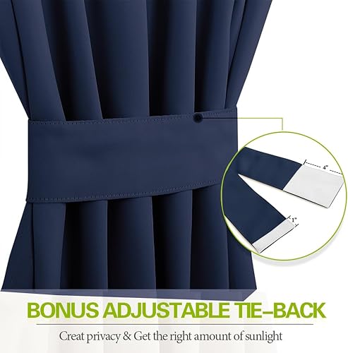 Vista 55 de PONY DANCE Cortinas de ventana con luz lateral, cortina con aislamiento térmico de privacidad con alzapaños para vidrio/delantera/corredera/puerta