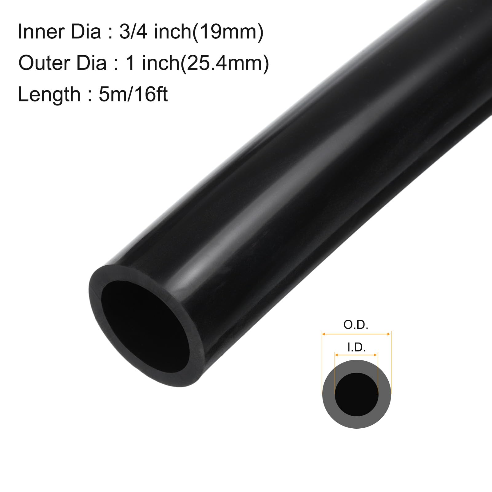 5 Meter Silikonschlauch 19mm ID x 25.4mm OD für Pumpen Schwarz | Lebensmittelecht, Kondensatschlauch, Transparenter Wasserleitung, Siphons Entwässerung Bewässerung