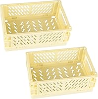 Vista 8 de Tixill Paquete de 2 mini cestas de plástico plegables para organización y almacenamiento, cajas de almacenamiento plegables para el hogar, cocina