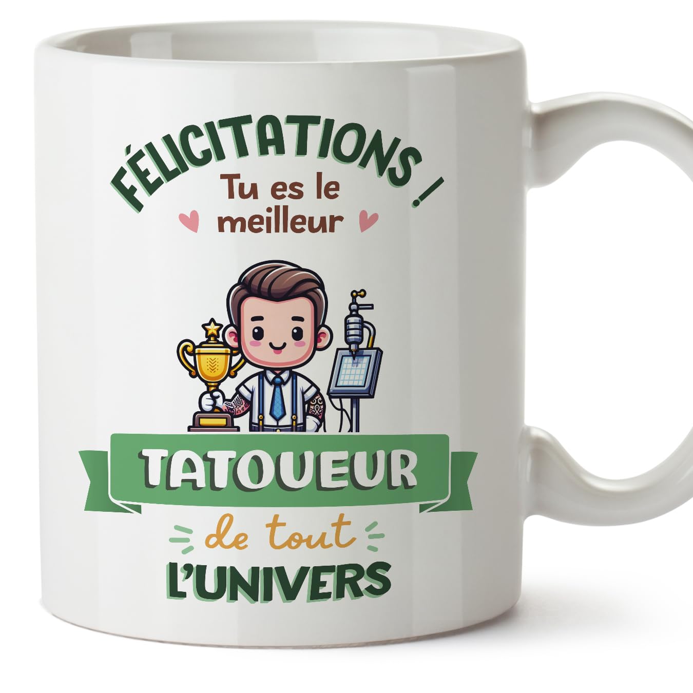 MUGFFINS Tattooist Man Mug - in French - Meilleur Univers Trophée - Funny Gift for Colleagues - Ceramic 11oz Mug — image 1