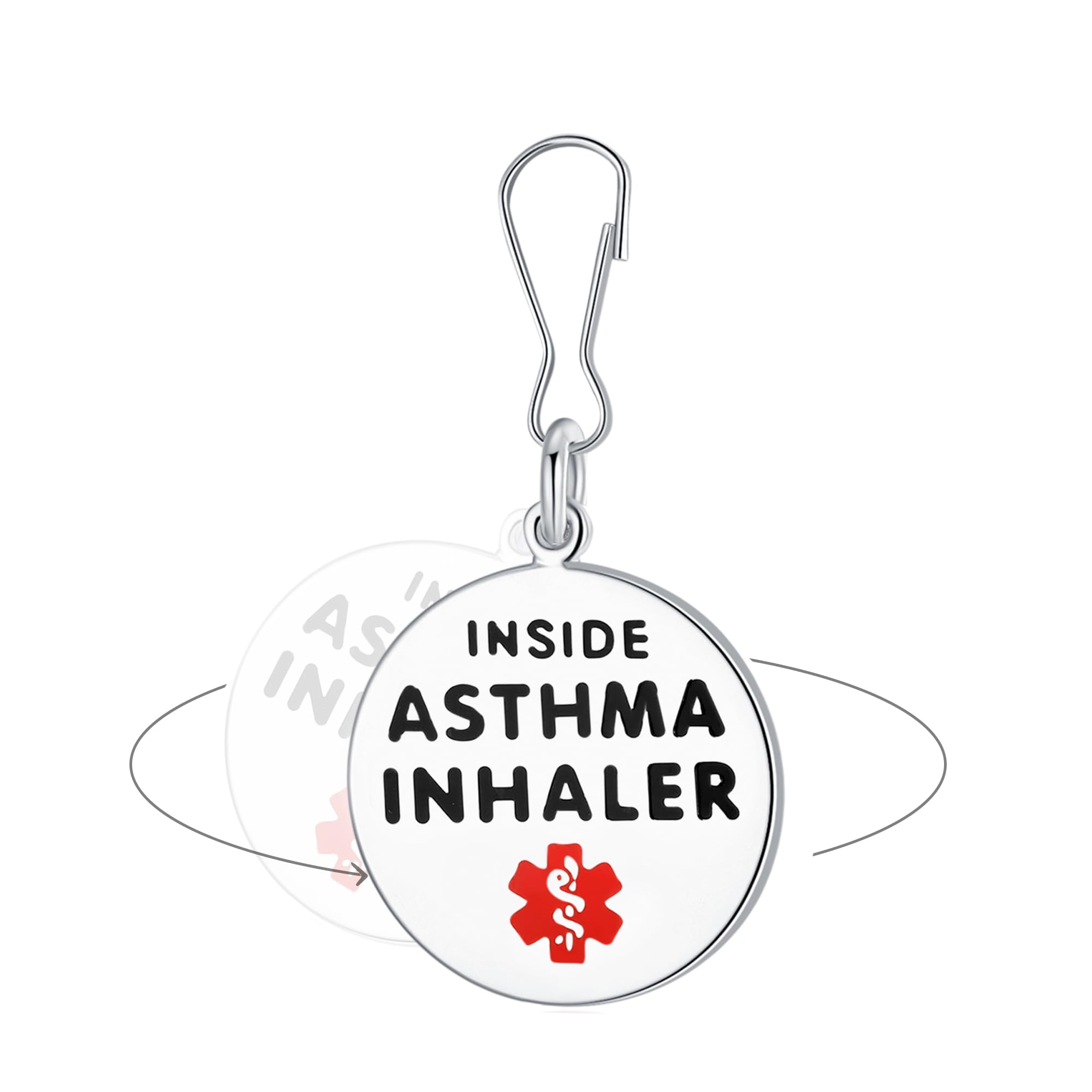 Divoti Asthma Inhaler Inside Bag Tag 1.25" - Zipper Pull | Pre-Engraved Stainless Steel Dual-Sided Medical Alert Tag | Bold Lettering |Ideal for