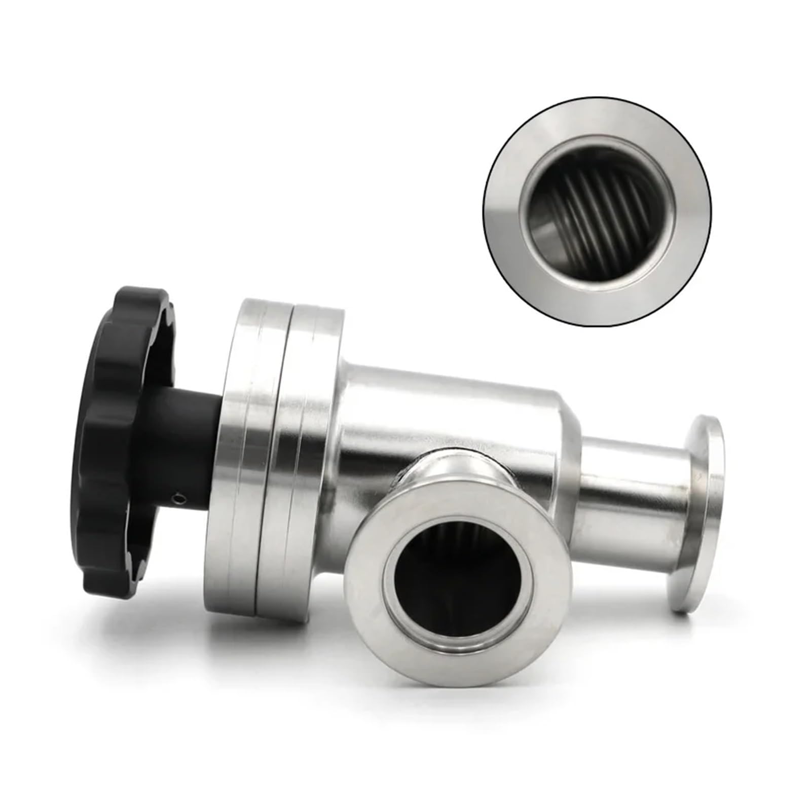 Válvula de ángulo de aleta de alto vacío manual tipo L de acero inoxidable for control de flujo de aire - Compatible con bridas KF16, KF25, KF40, KF50(KF25)
