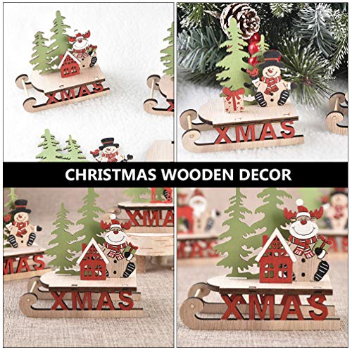 BESTOYARD 3 peças de ornamentos de trenó de Natal de madeira trem de Natal ornamentos de mesa para c