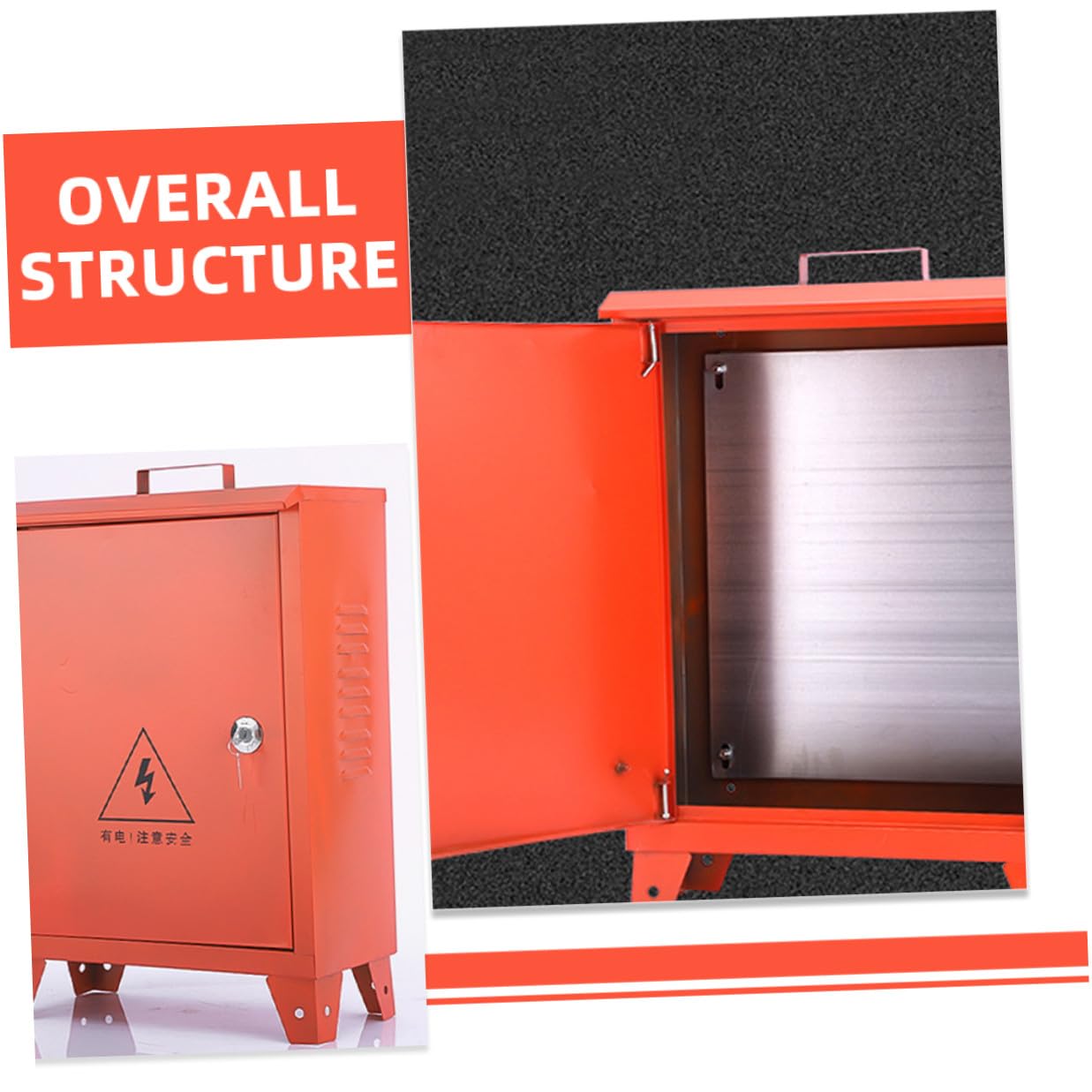 Gadpiparty Outdoor Weatherproof Small Iron Electrical Distribution Box with Breaker, Portable 250x300x180mm Power Distribution Enclosure for Construction Site Use