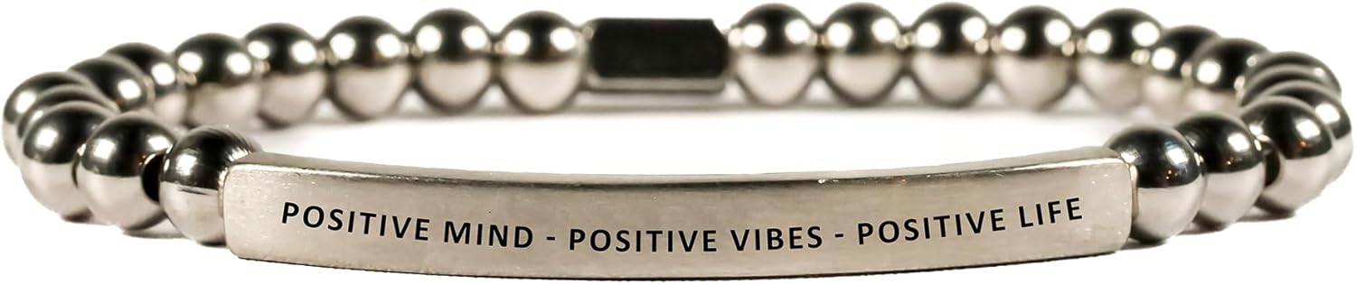 THE INSPIRATION CO. Mens Collection Unisex Stretchable Bracelets (POSITIVE MIND - POSITIVE VIBES - POSITIVE LIFE)