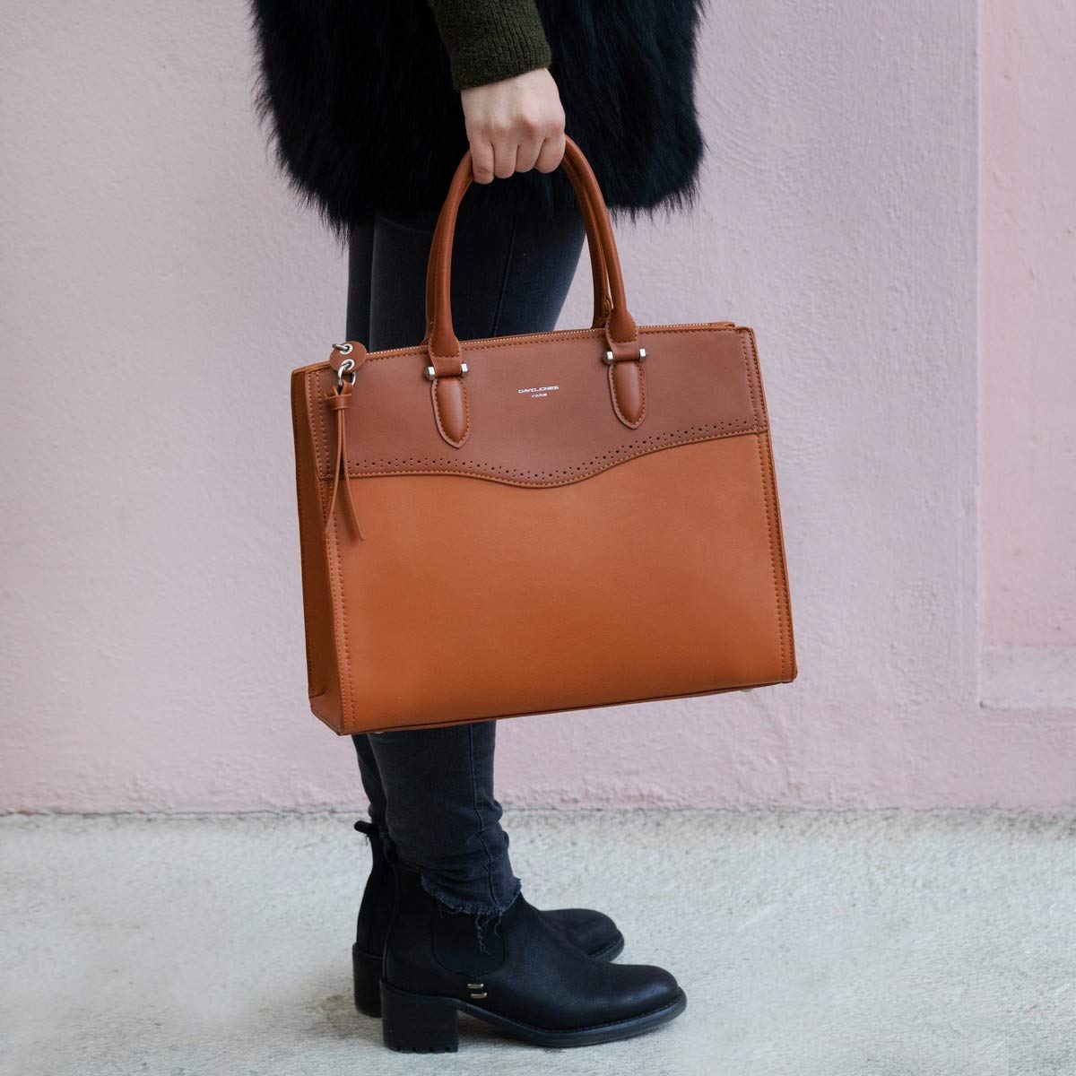David Jones - Grande Borsa a Mano Donna Elegante - Borsa a Spalla Tracolla PU Pelle Capiente - Satchel Tote Shopper Bag Lavoro - Molte Tasche Scomparti - Quotidiana Moda