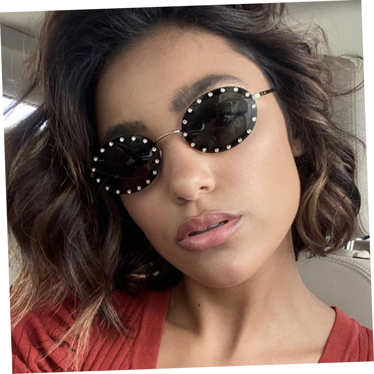 GALPADA 4pezzi Occhiali Sole Retro Ovali Con Strass Per Donne Stile Vintage Per Spiaggia e Occasioni Speciali Montatura Leggera e Alla Moda Con Lenti Grigie