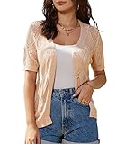Material: Damen bolero,Transparent und leicht. Festlich Strickjacken aus weichem und dehnbarem Strickstoff für Komfort
