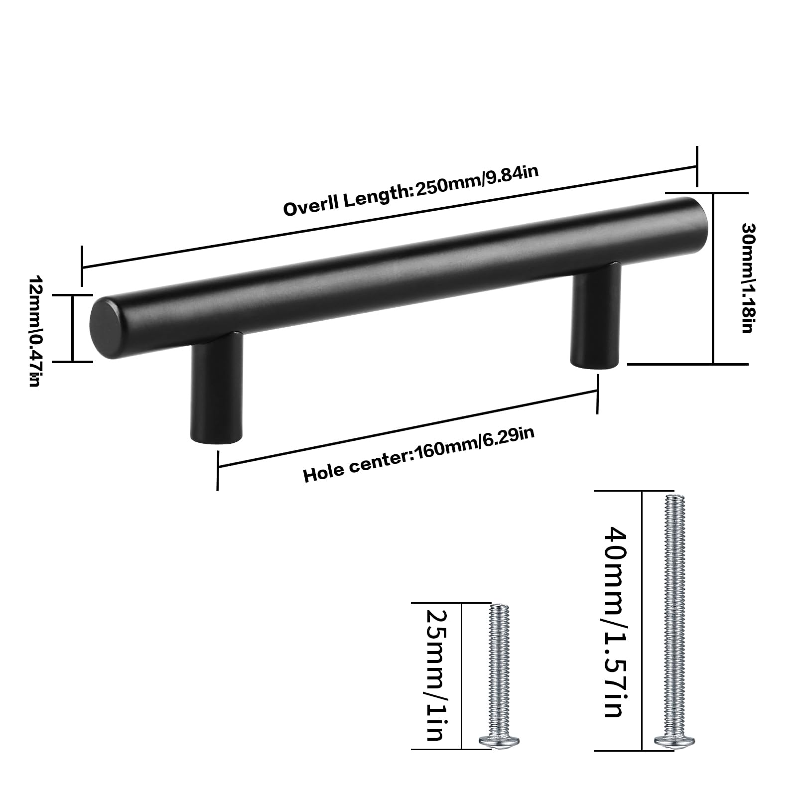 4 Pcs Black Kitchen Cupboard Handles, Cabinet Door Pulls Handles, T Bar Handle Knobs - Image 2
