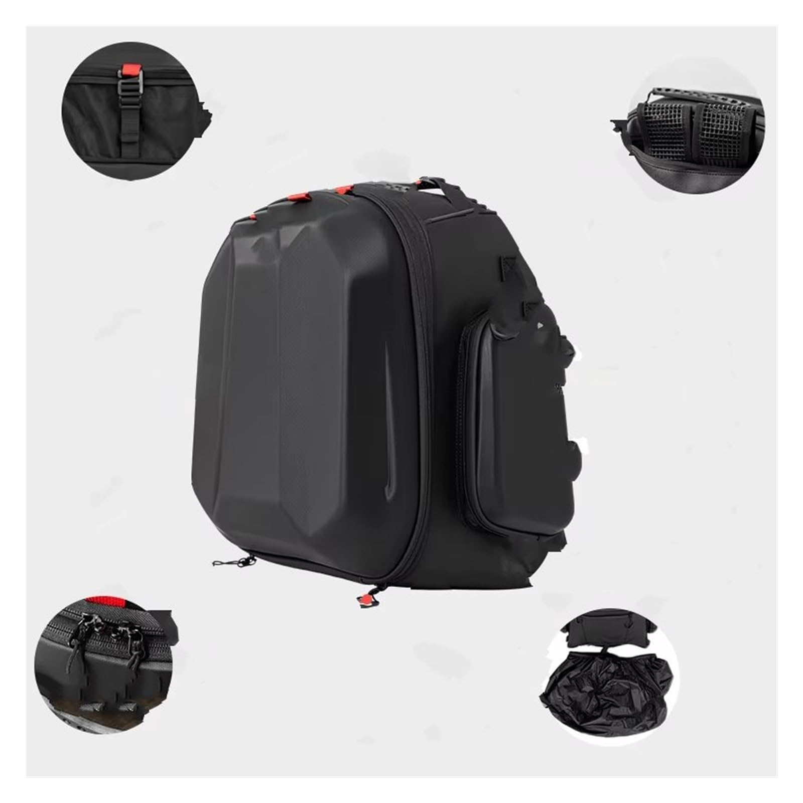 Borsa Posteriore Moto Borsa Moto Nera Casco Sedile Posteriore Coda 42-54L Pacchetto Attrezzi Guida Impermeabili Multifunzionali Copertura Antipioggia