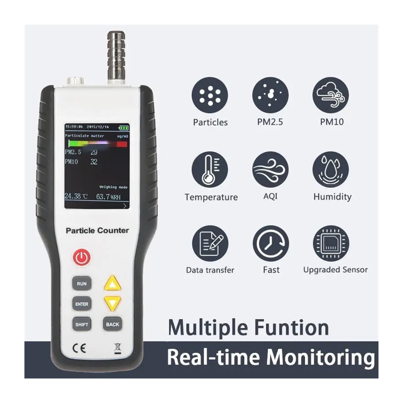 Monitor Jakości Powietrza, HT-9600 Detektor PM2.5 O Wysokiej Czułości Monitor Cząstek Profesjonalny Ści Powietrza Pyłowego Ręczny Licznik