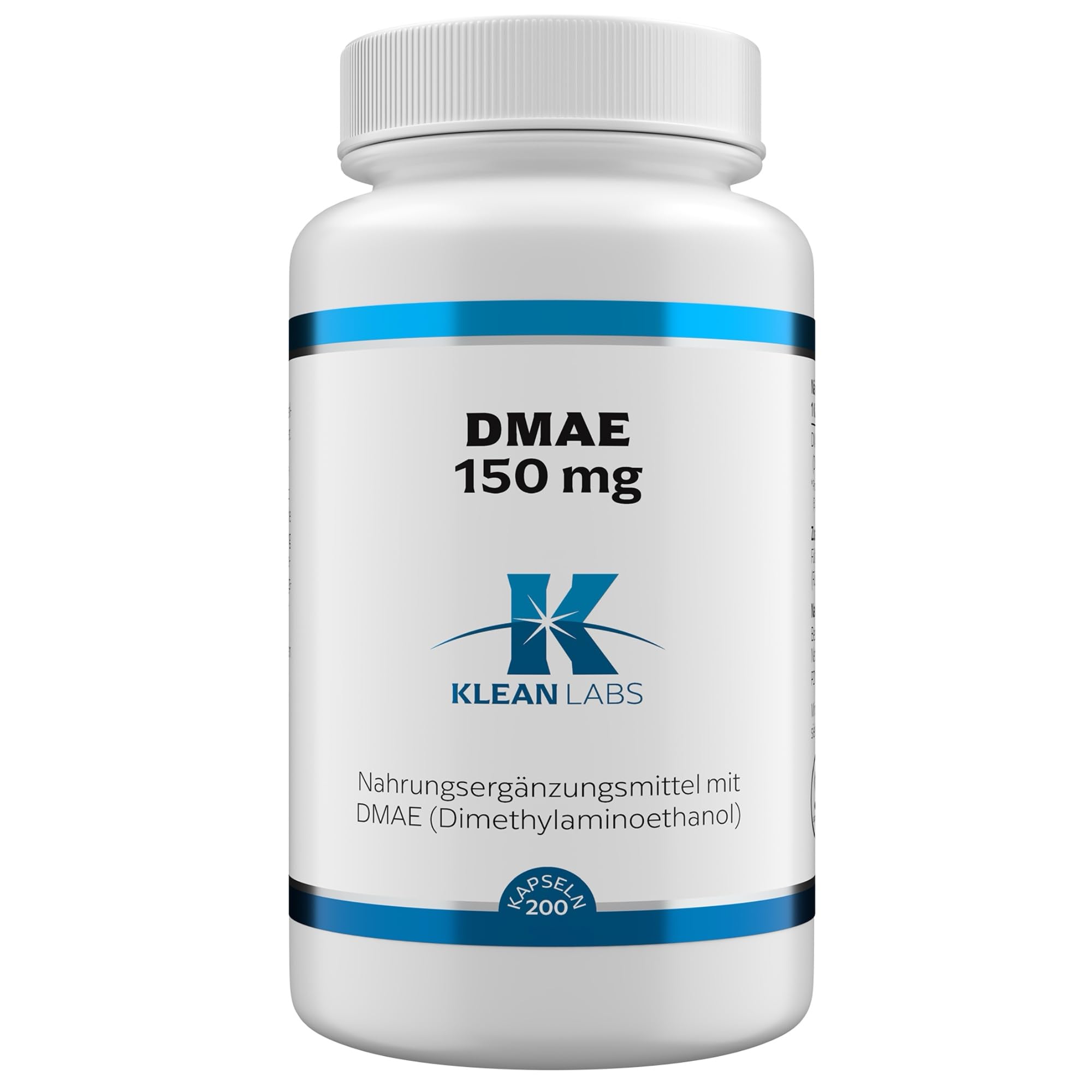DMAE (Dimethylaminoethanol) 150mg pro Kapsel - 200 Kapseln - vegan, ohne Gentechnik, ohne unerwünschte Zusätze & hochdosiert