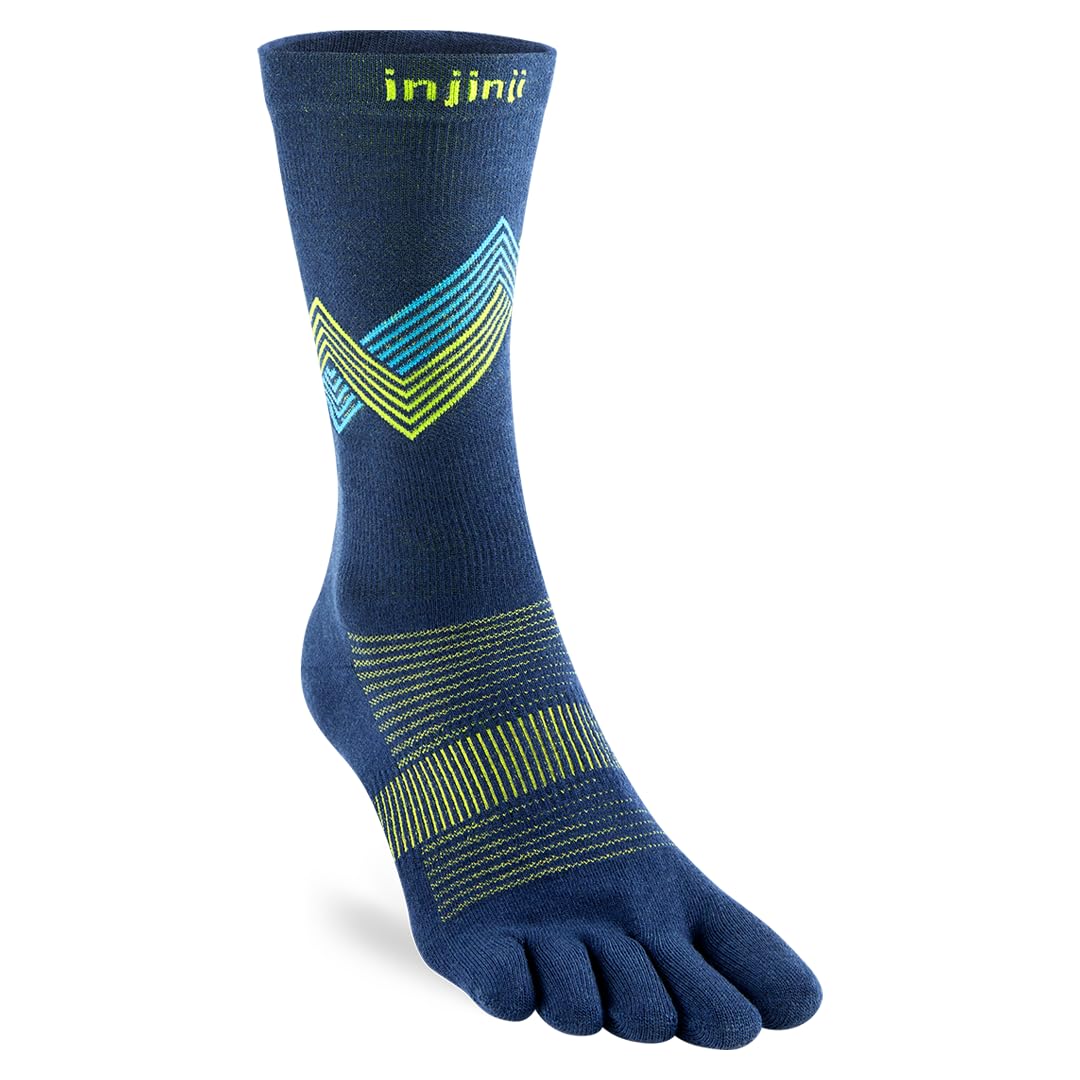 Injinji Run Lightweight Crew Socks, Glow, XL