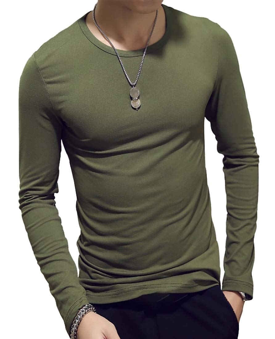 Jmwss QD Men's Solid Color Slim Jersey Base V-Neck Leisure Stretchy T-Shirt