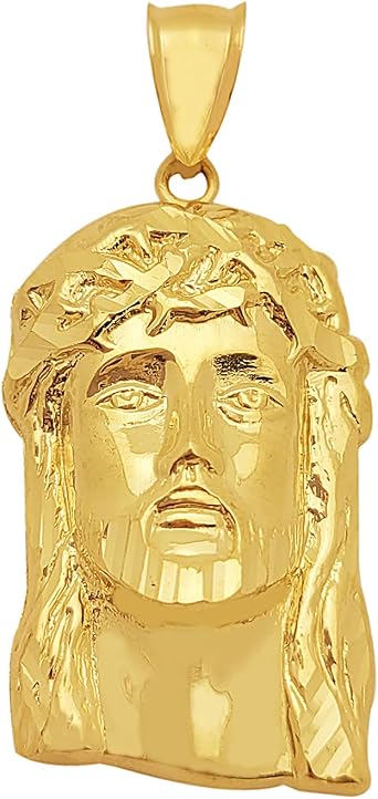 Amazon.com: 10k Yellow Gold Jesus Face 