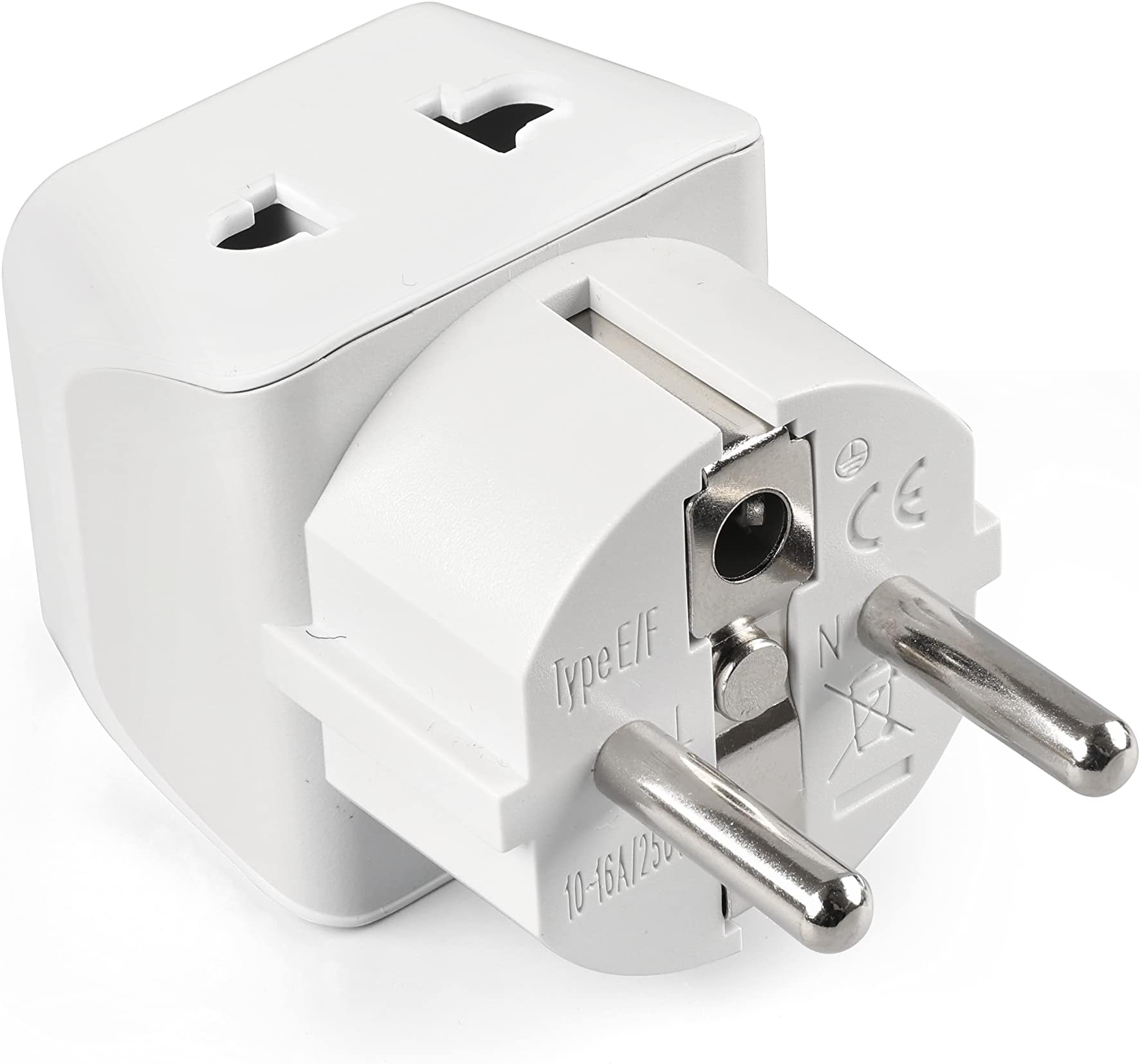 Ceptics Europe Travel Adapter-2 in 1 France Germany Adapter Compatible with Smartphone-Type E/F-Ce Certified-Rohs Compliant รโ White-1 Pack