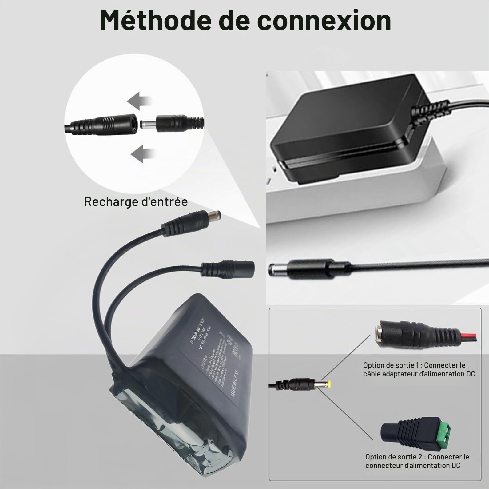 Batterie lithium-ion 12 V 10800 mAh avec chargeur compatible avec les appareils 12 V, éclairage de vélo, projet de bricolage, radio, lumière de pêche, bandes lumineuses LED, caméra de