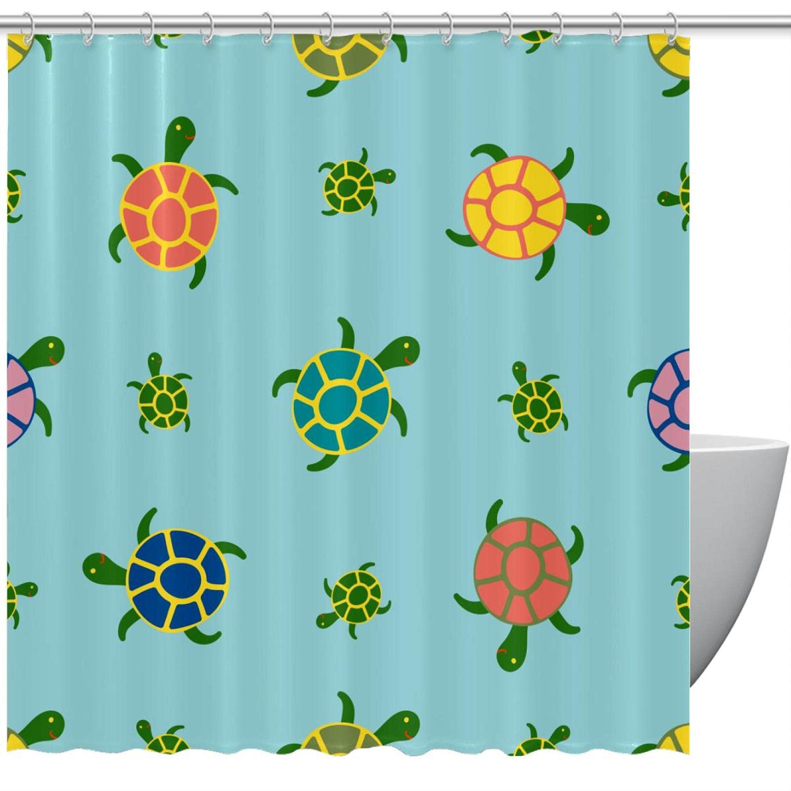 Rideau de douche bohème tortue de mer anti-moisissure pour stopper l'eau sur le carrelage