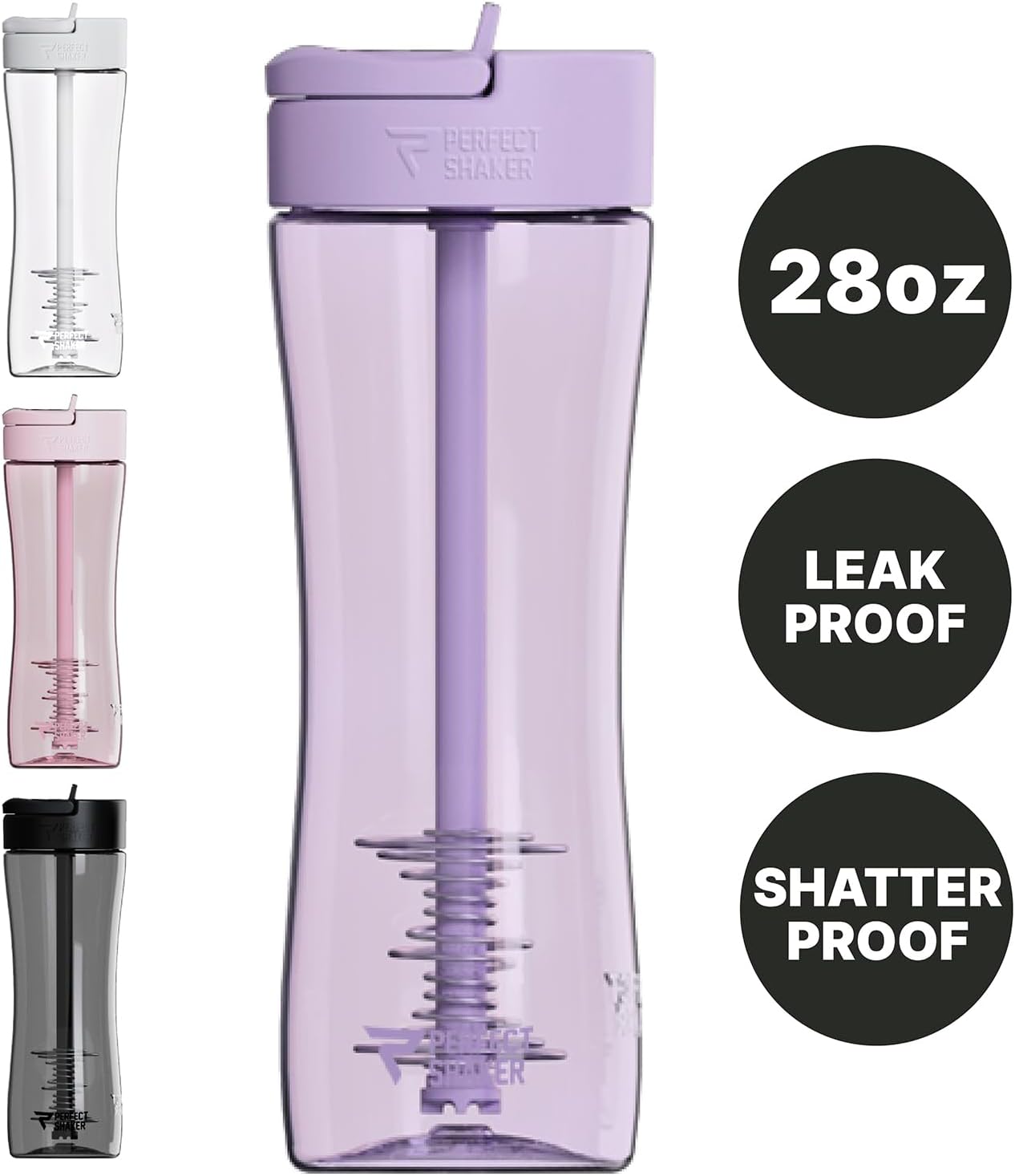 PerfectShaker Luma Series Shaker Bottle with Built-In Straw & Measurement Scale – 28oz – Leakproof, BPA-Free, Dishwasher Safe – Protein, Smoothies & Pre-Workout Mixer Cup (Lavender) - Image 7