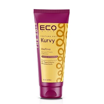 Eco Style Texture Edit Sculpting Cream for Type 2 Hair Defines Curls, Enhances Waves, Controls Frizz, Adds Soft Hold, Shine, and Moisture, 8 oz