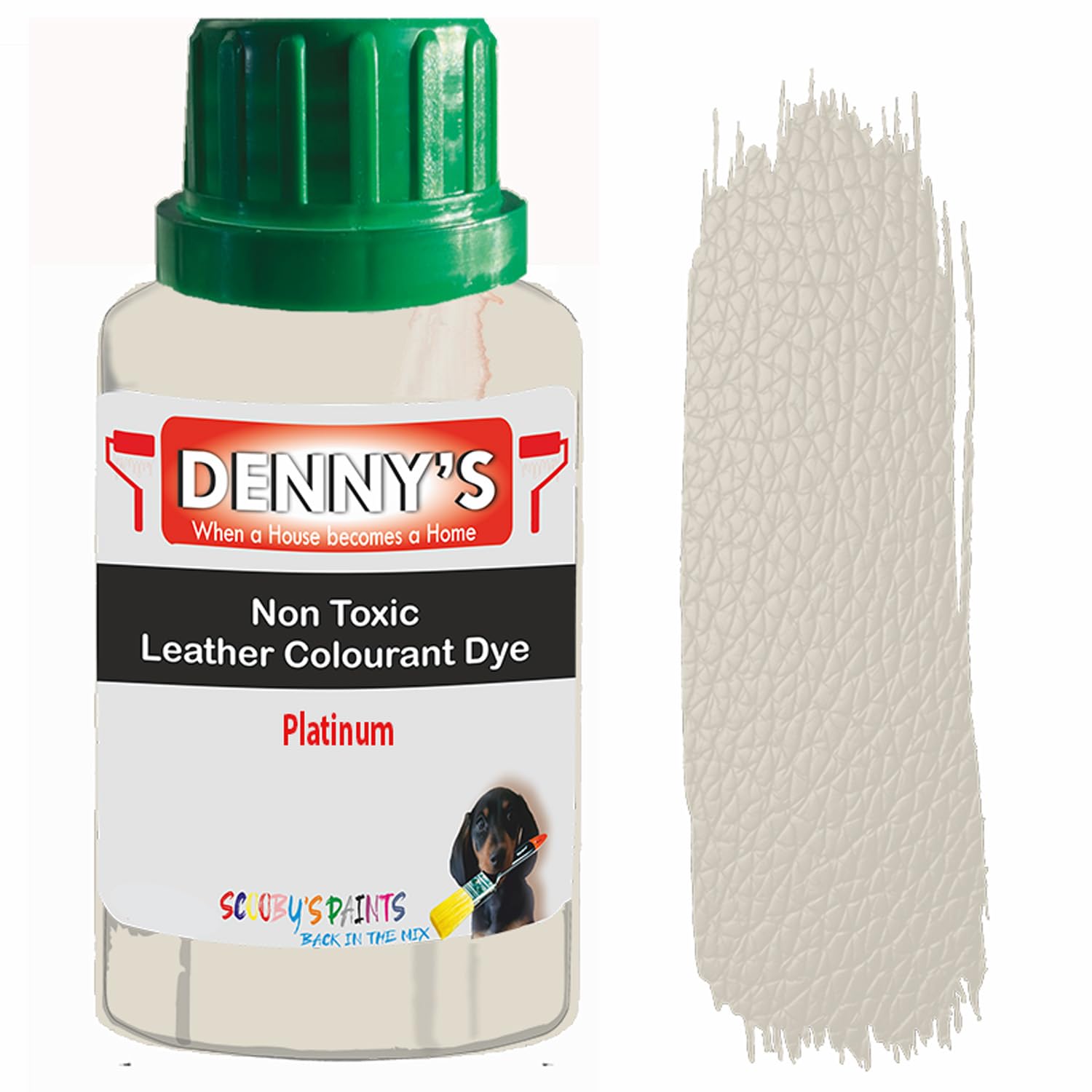 All in One Leather Colourant Self Seal Leather Dye Repair Paint for Furniture, Sofas, Car Seats (Platinum, 250ml Bottle) — image 1