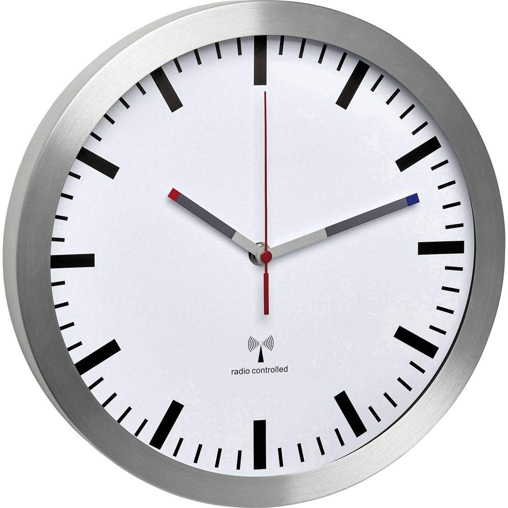 TFA Dostmann Orologio analogico da Parete, Silenzioso, con Telaio in Alluminio, 60.3528.02 l, 300 x 45 x 300 mm