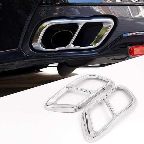 CHEYA Silenciador de escape de automóvil de acero inoxidable con punta trasera, marco de tapa de tubería, 2 piezas para BMW X5 G05 X7 2019 2020