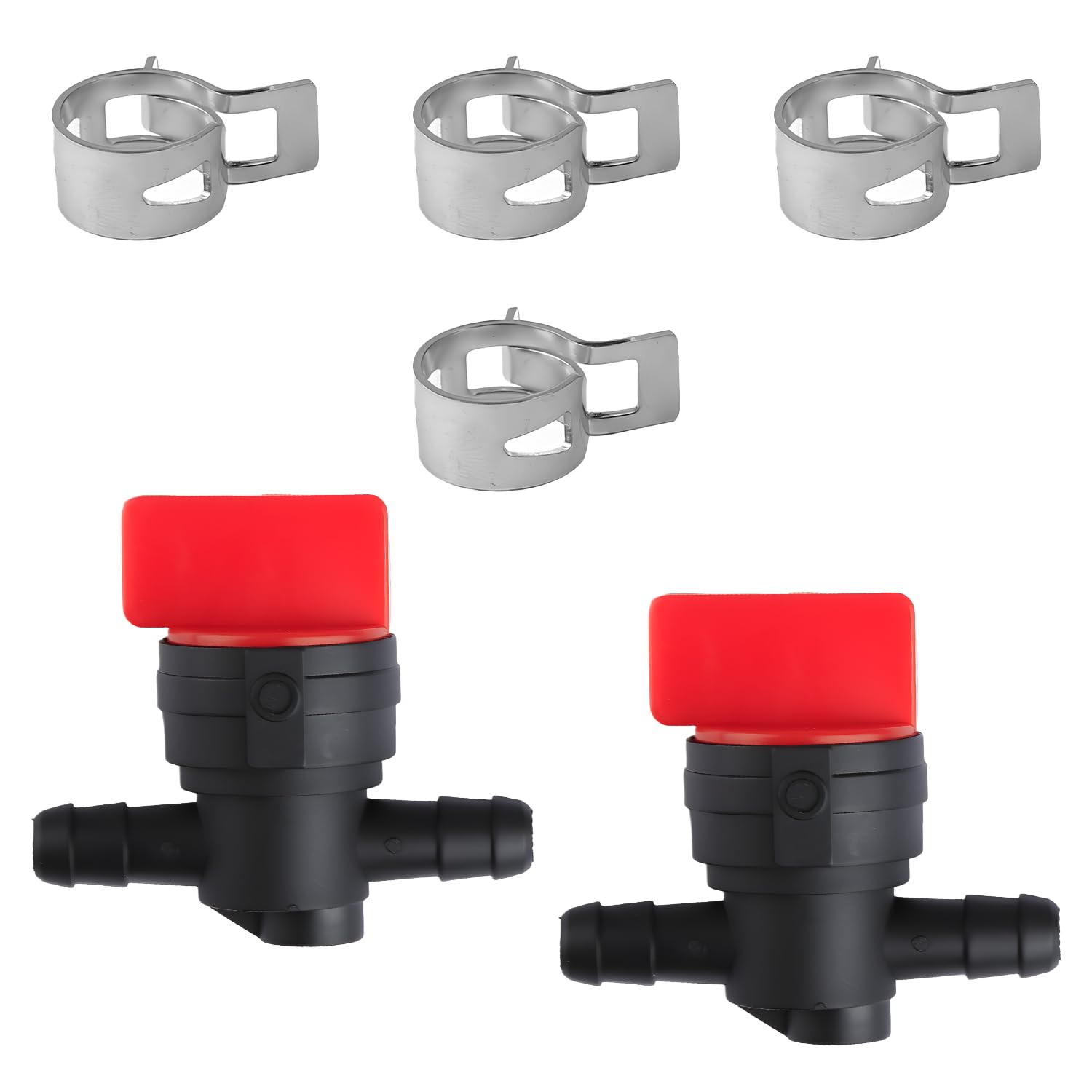 Gaomumu 2PCS Inline Fuel Cut Off Valves with Spring Clamps, Lawn Mower Throttle Switch Valve, Suitable for Lawn Mowers, Garden Tractors, Small Engines, Pressure Washers & Snow Blowers