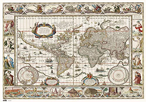 Erik – Vade de escritorio de mapa del mundo antiguo – 34 x 49 cm