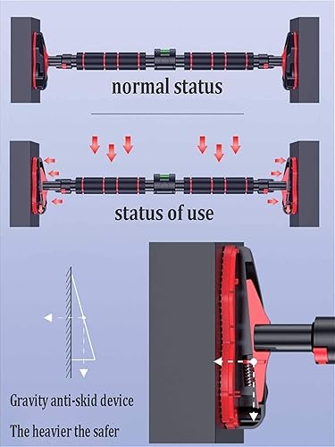 Miniatura 5 de Barras de dominadas portátil horizontal, seguro antideslizante para puerta corredor colgante equipo de fitness, con anillo y columpio para niños,