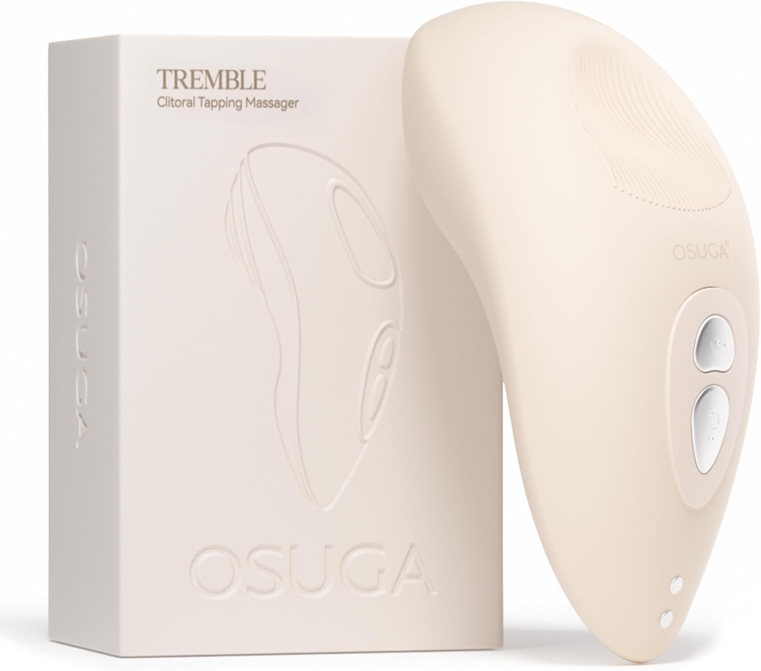 OSUGA TREMBLE Clitoral Tapping Vibrator, Clitoris & Vaginal Opening Dual Tapping Zones, Clit & Nipple Stimulator, Ergonomic Sex Toy for Women, Discreet Pack (White)