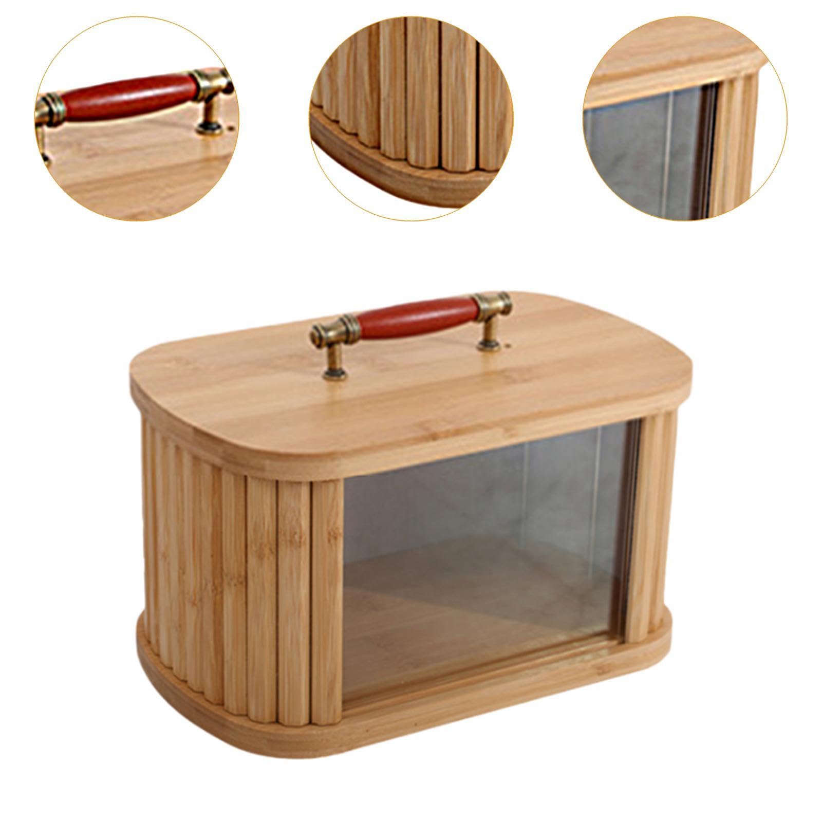 Caja de Madera con Ventana Transparente, Contenedor de Almacenamiento, Caja de Regalo, Cesta de Almacenamiento, Ideal para La Cocina Y Ocasiones, Madera 29cm, Individual