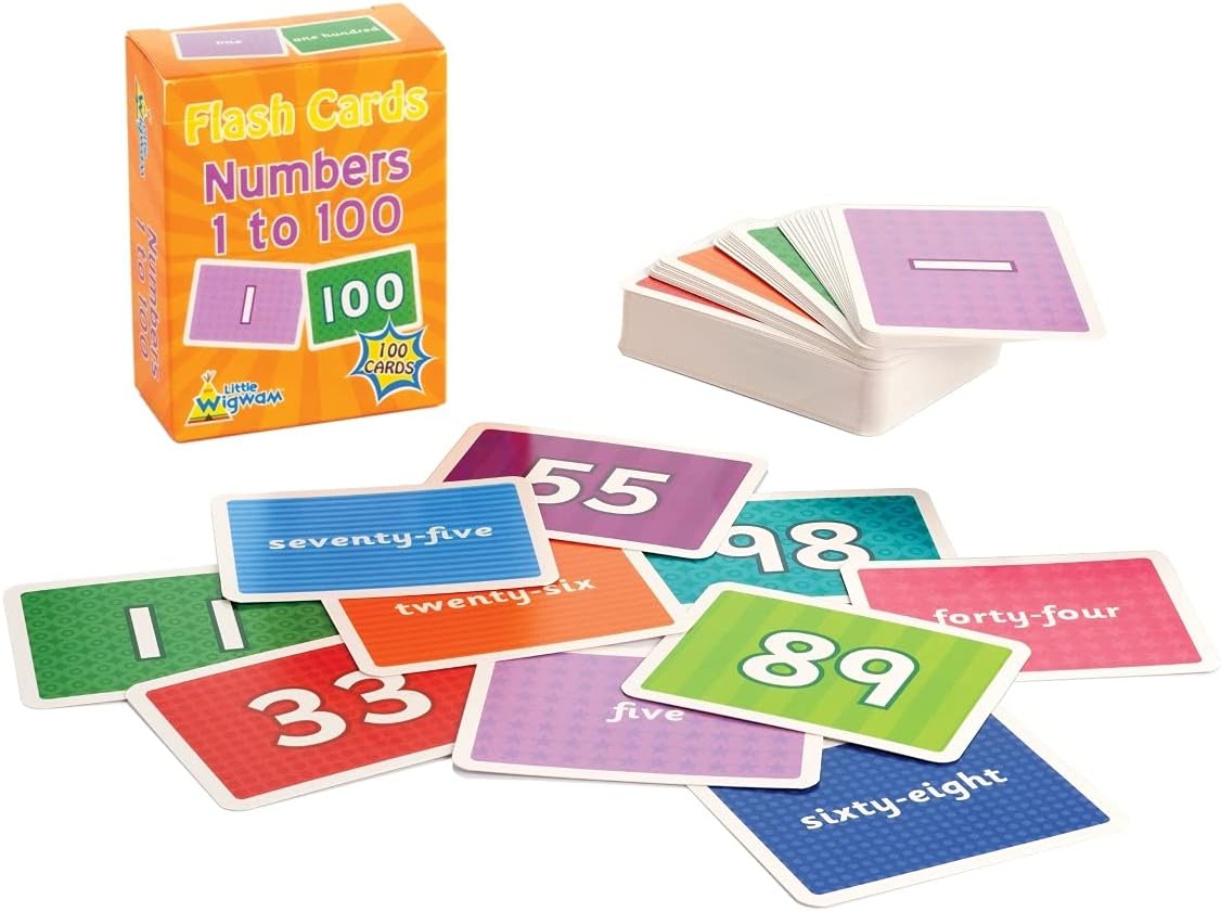Little Wigwam Numbers 1 to 100 Flash Cards - Full Set of 100 Number Flashcards Educational Early Learning