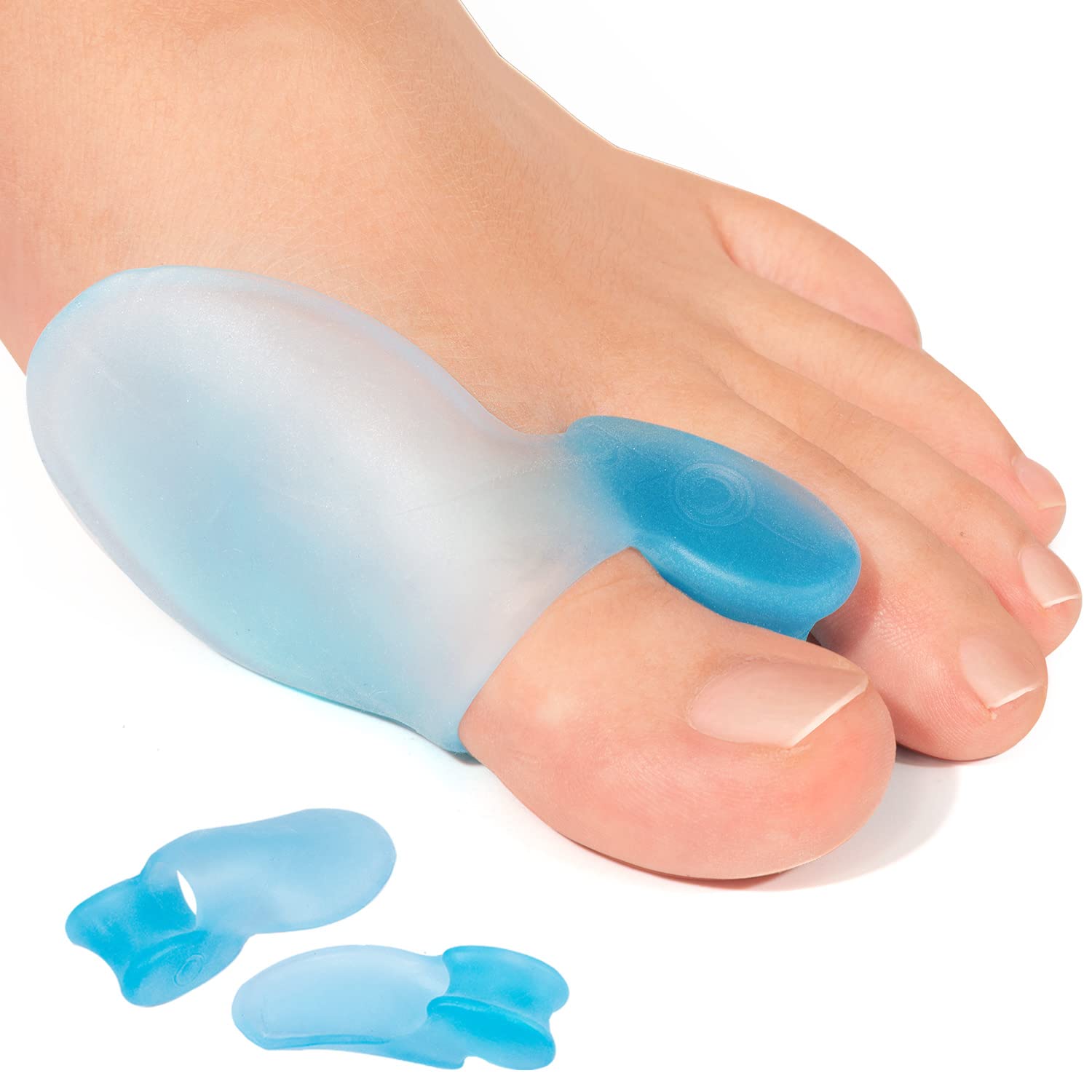 Sumifun 12 Packs Clear Gel Bunion Cushion Protector, Bunion Pads and Cushions, Relieve Foot Pain from Friction, Rubbing and Pressure, Realign Big Toe, Gel Bunion Corrector for Men or Women (Blue)